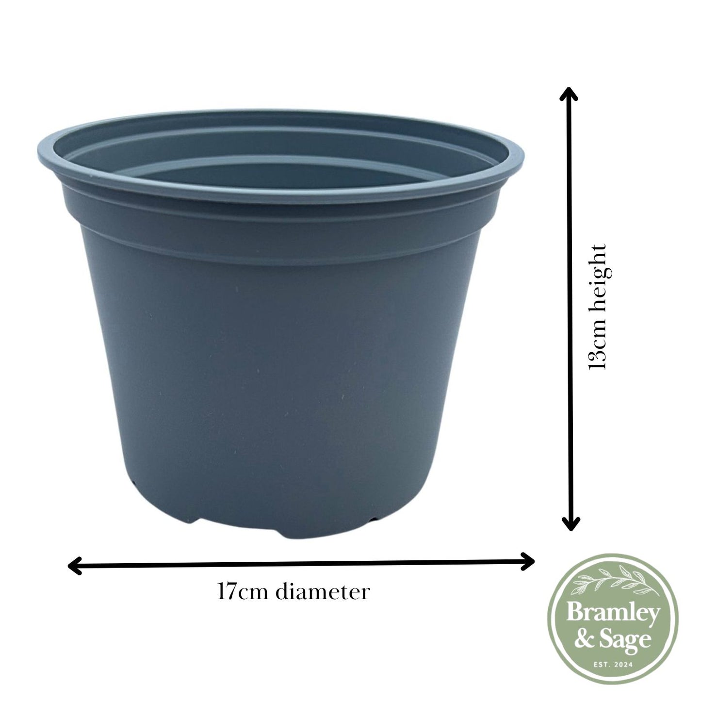 Bramley & Sage 17cm 2 litre Grey Pots - Choose Quantity