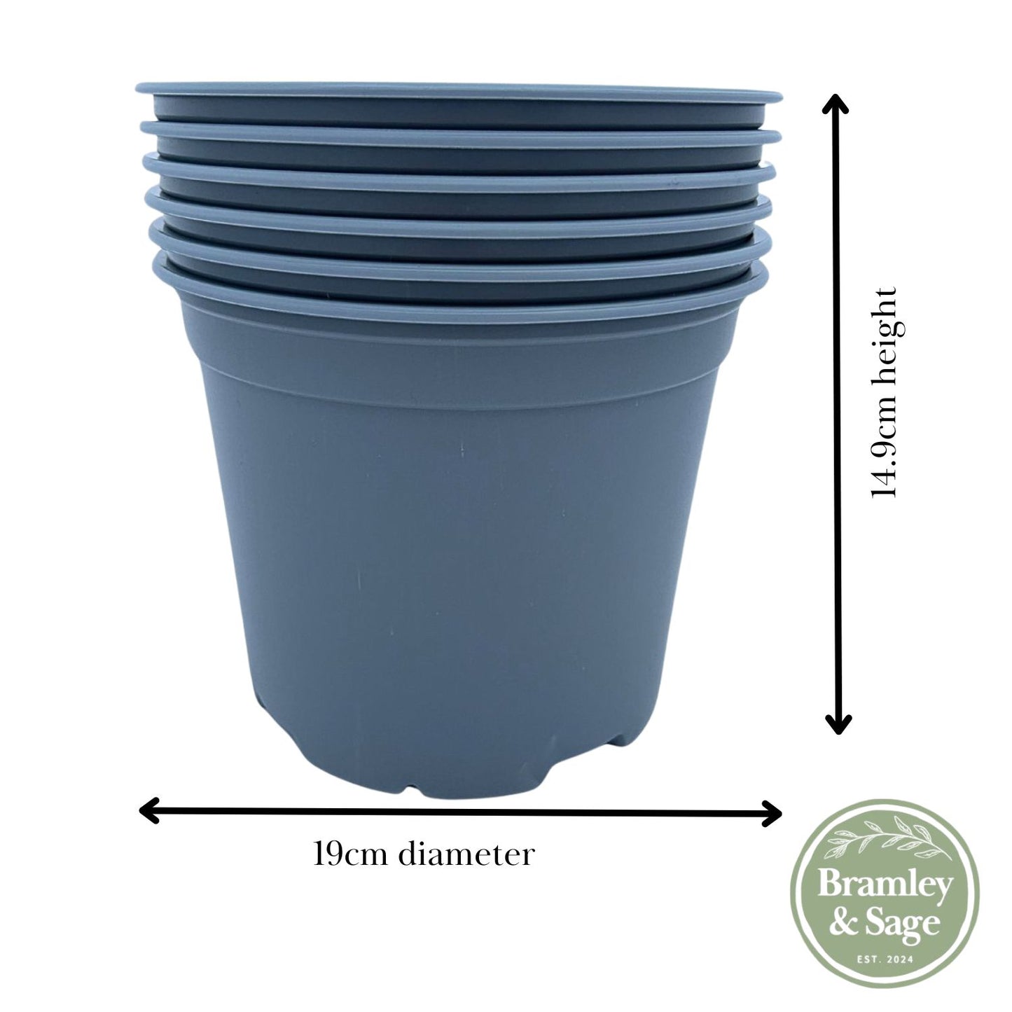 Bramley & Sage 19cm 3 litre Grey Pots - Choose Quantity