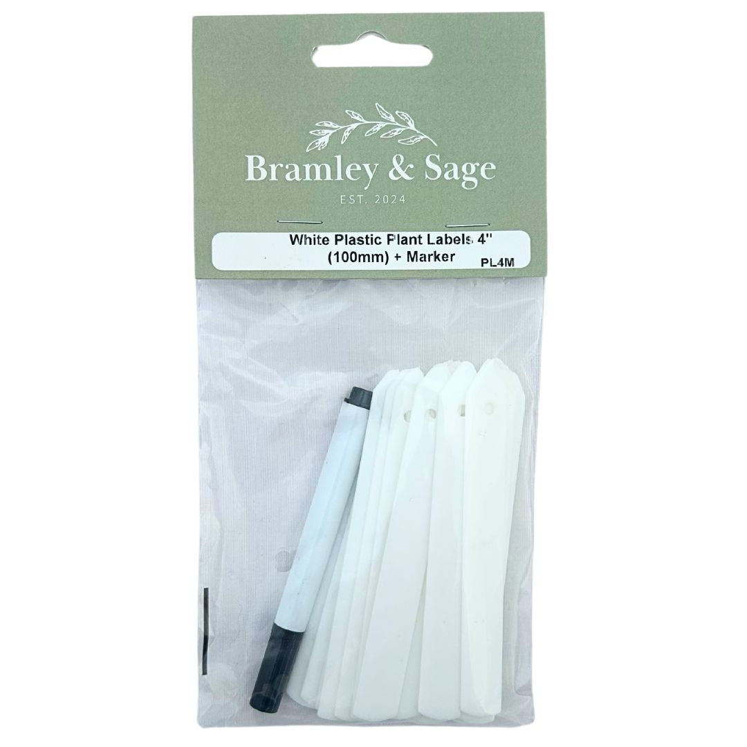 Bramley & Sage White Reusable Plant Labels with Marker Pen (25 labels)
