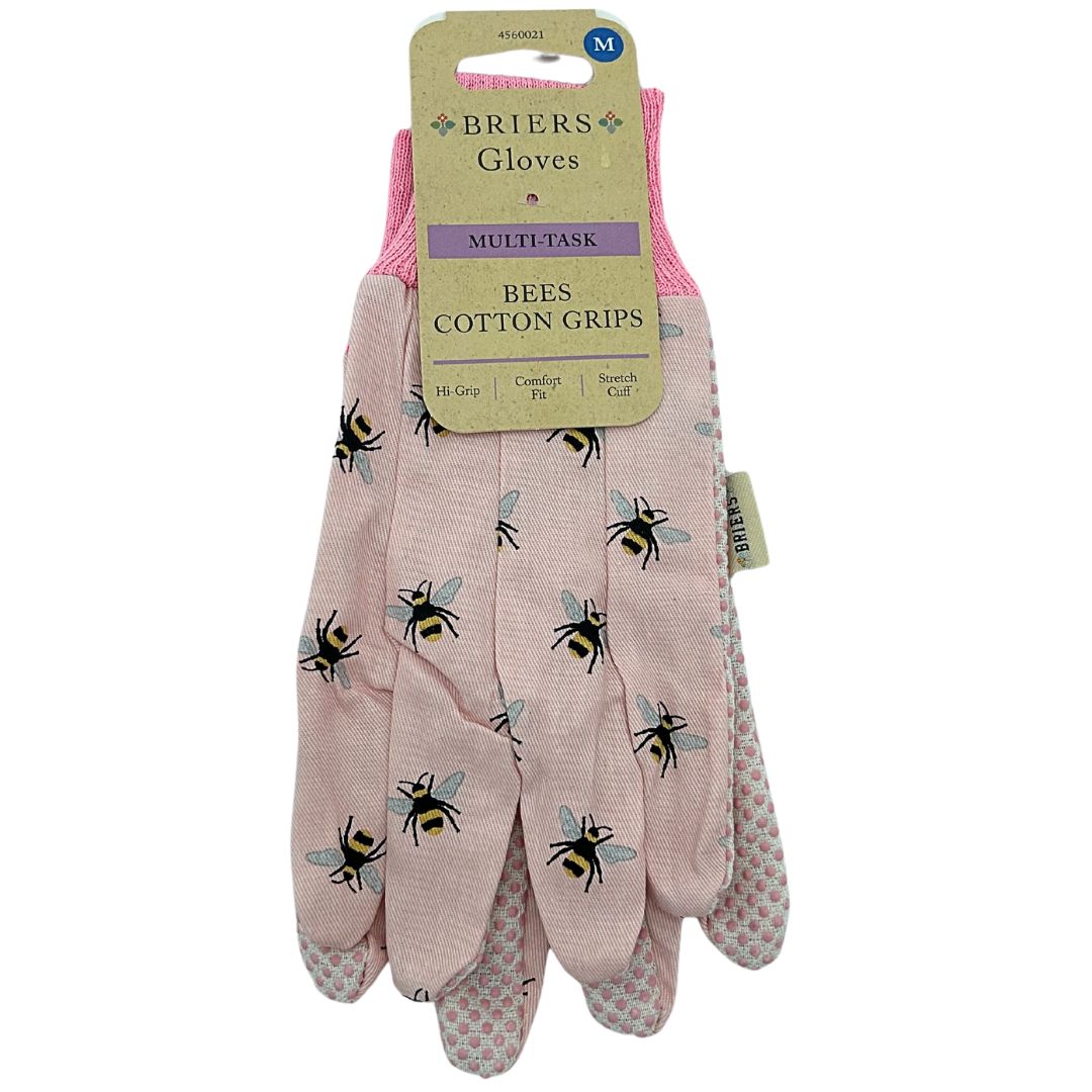 Briers Ladies Triple Pack Bee Print Cotton Gardening Gloves