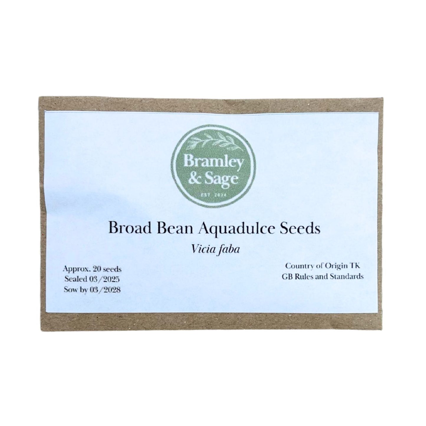 Bramley & Sage Broad Bean Aquadulce Seeds – 20 seeds pp