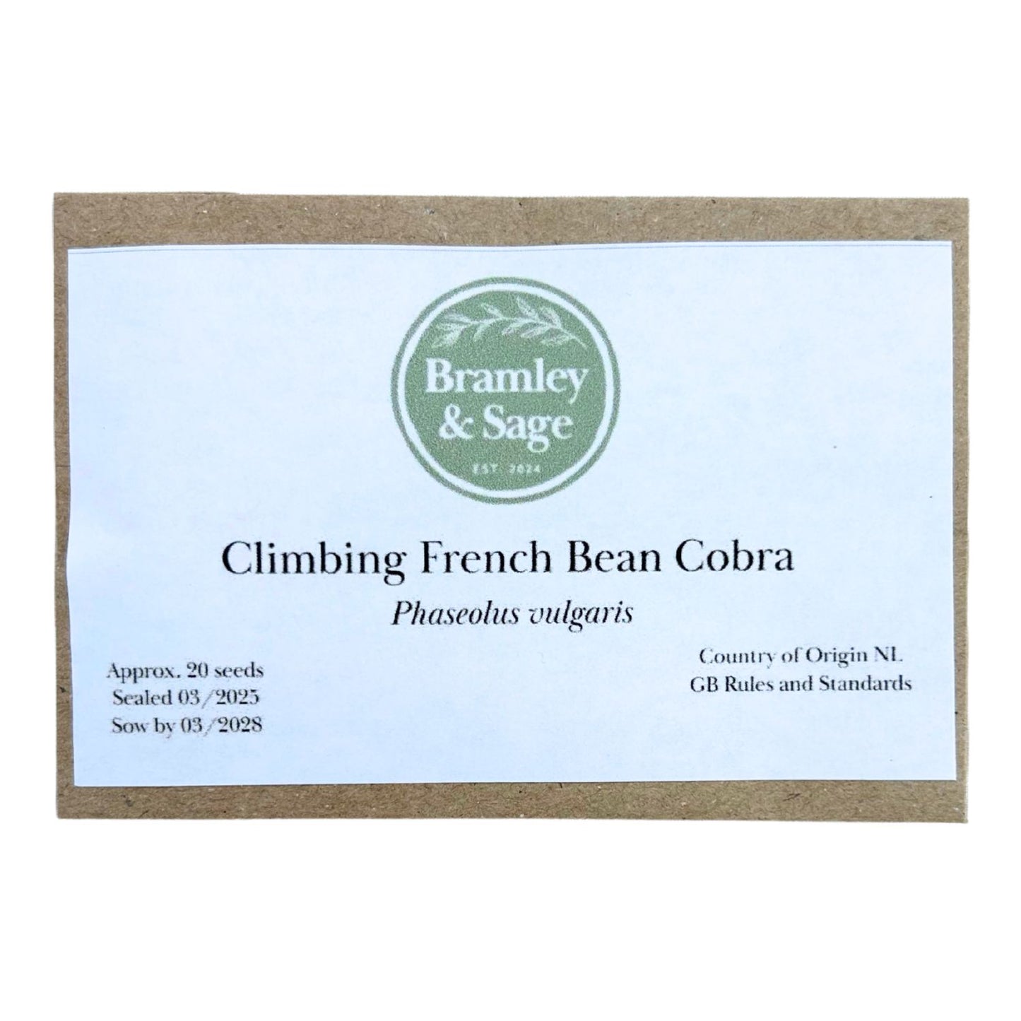 Bramley & Sage Climbing French Cobra Bean Seeds – 20 seeds pp