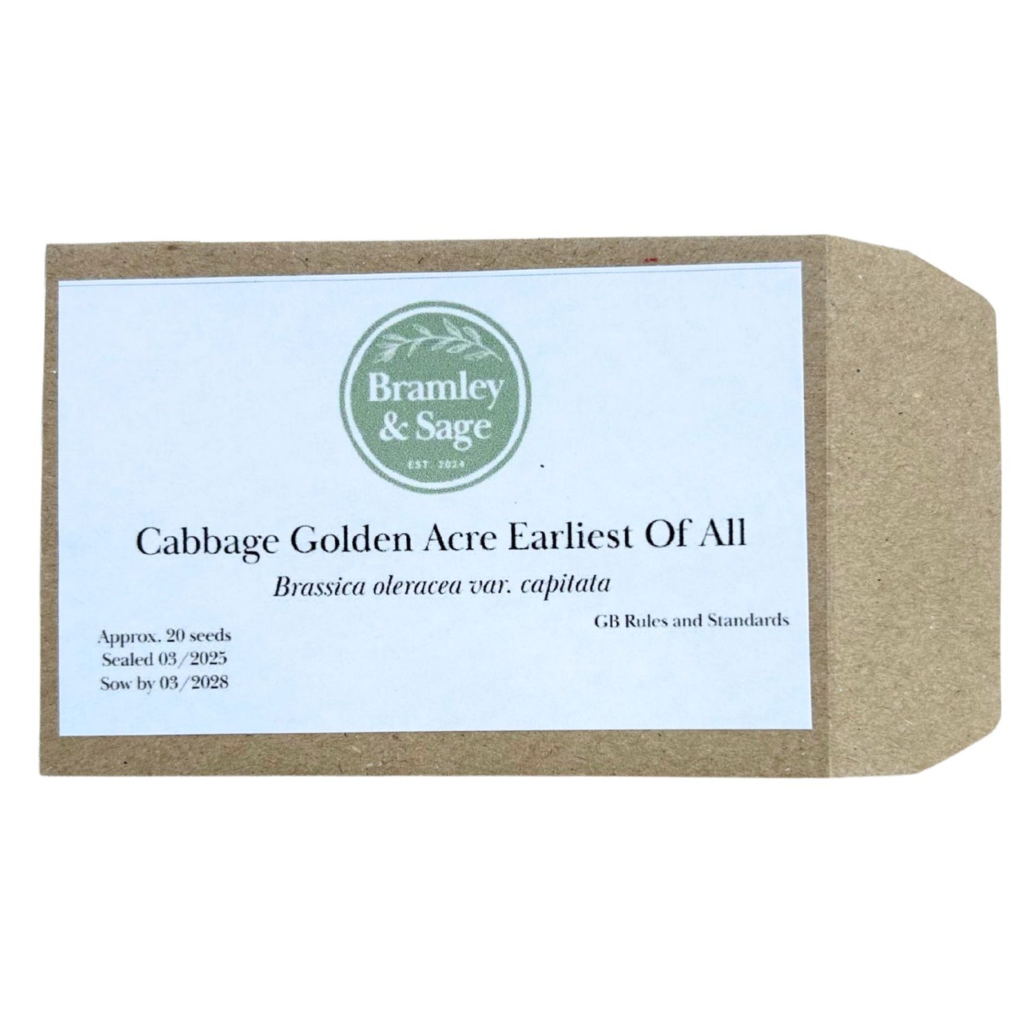 Bramley & Sage Golden Acre Green Cabbage Seeds – 20 seeds pp