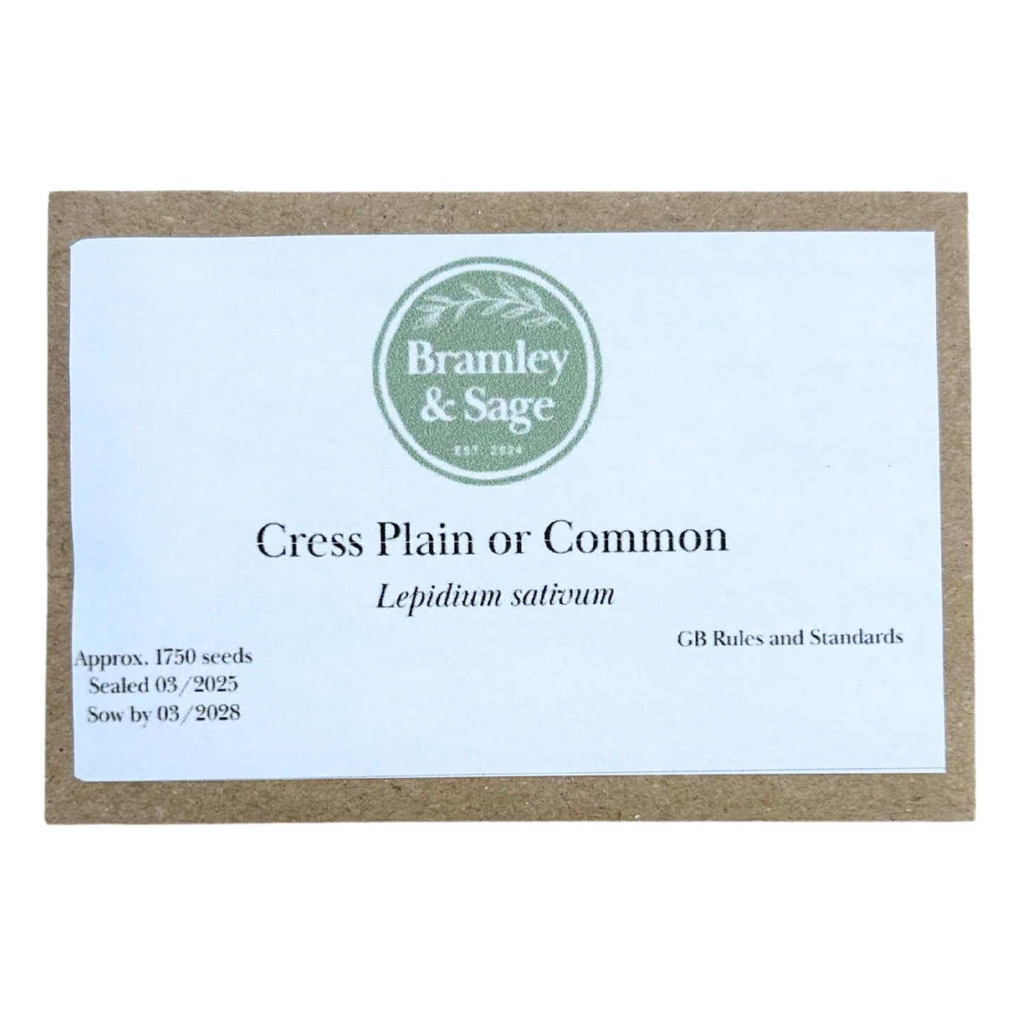 Bramley & Sage Cress Plain Common Seeds – approx. 1750 seeds pp