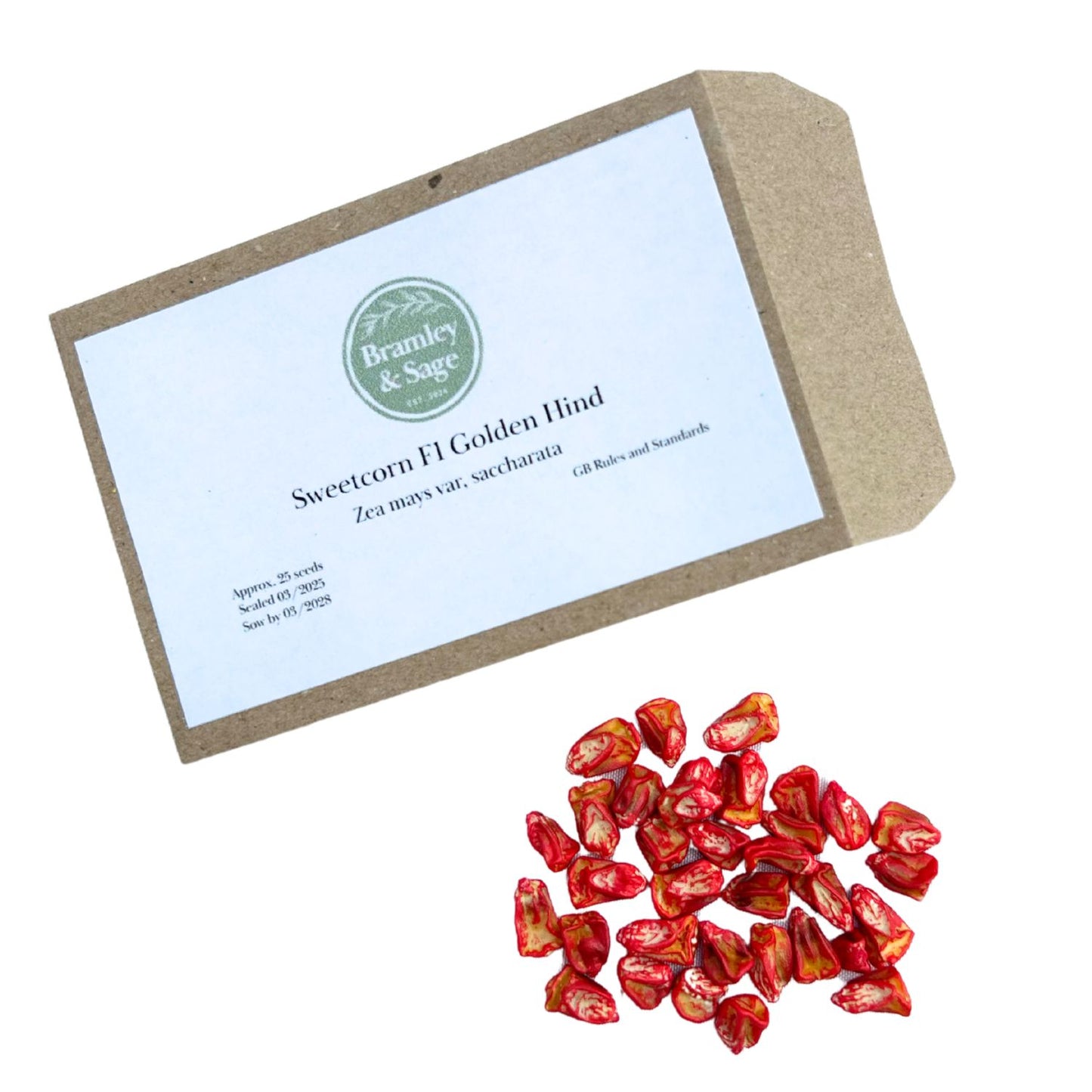Bramley & Sage F1 Golden Hind Sweetcorn Seeds – 25 seeds pp.