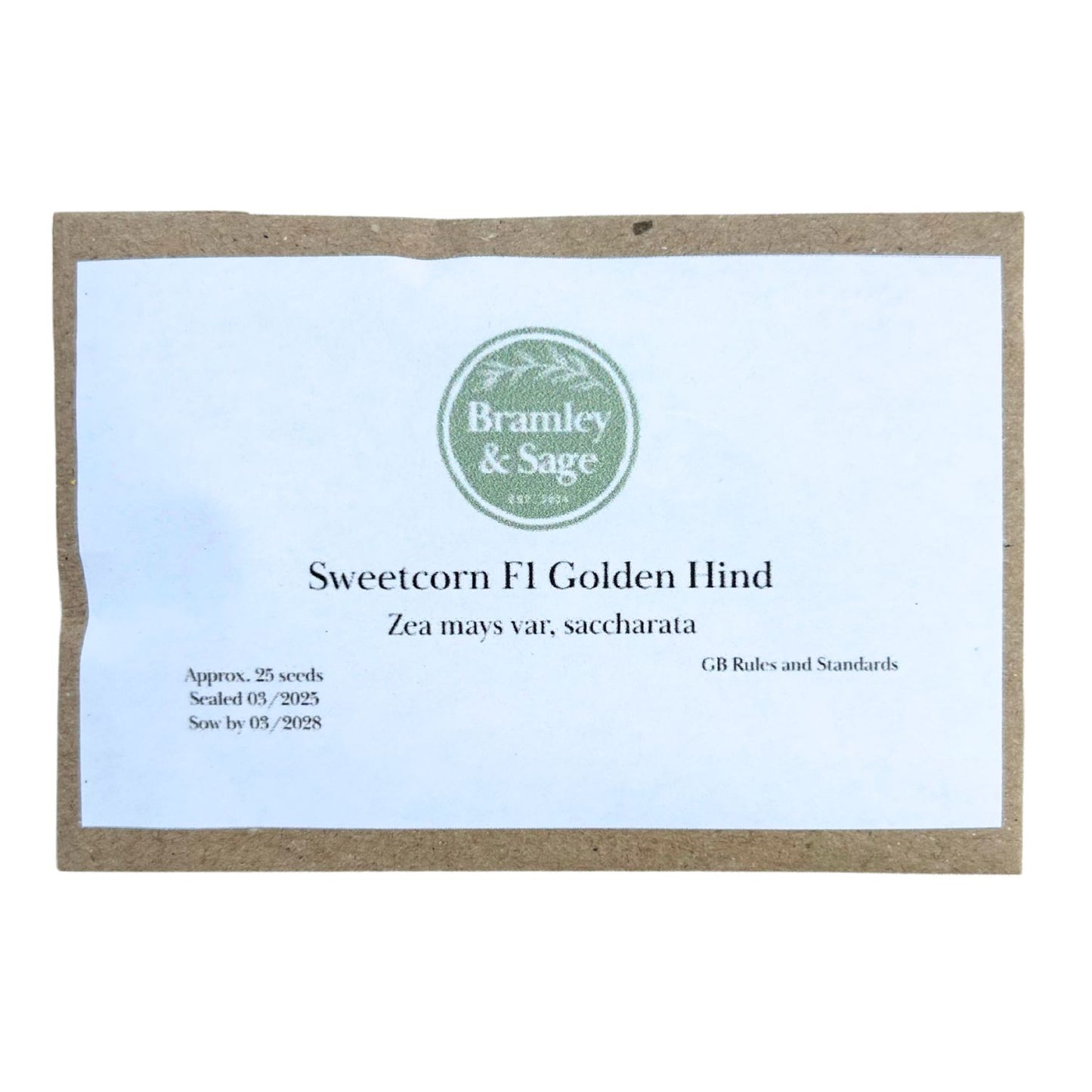 Bramley & Sage F1 Golden Hind Sweetcorn Seeds – 25 seeds pp.