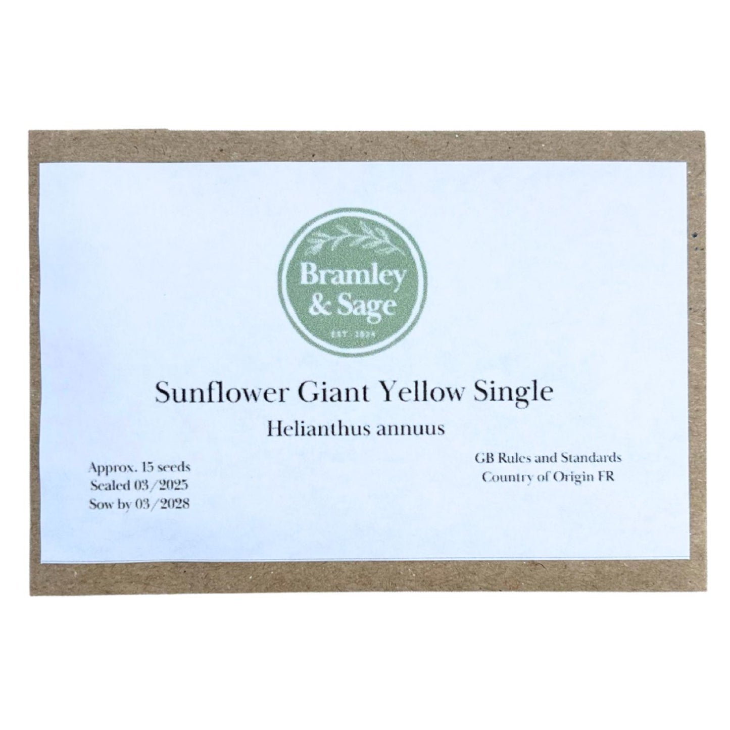 Bramley & Sage Giant Yellow Sunflower Seeds – 15 seeds pp.