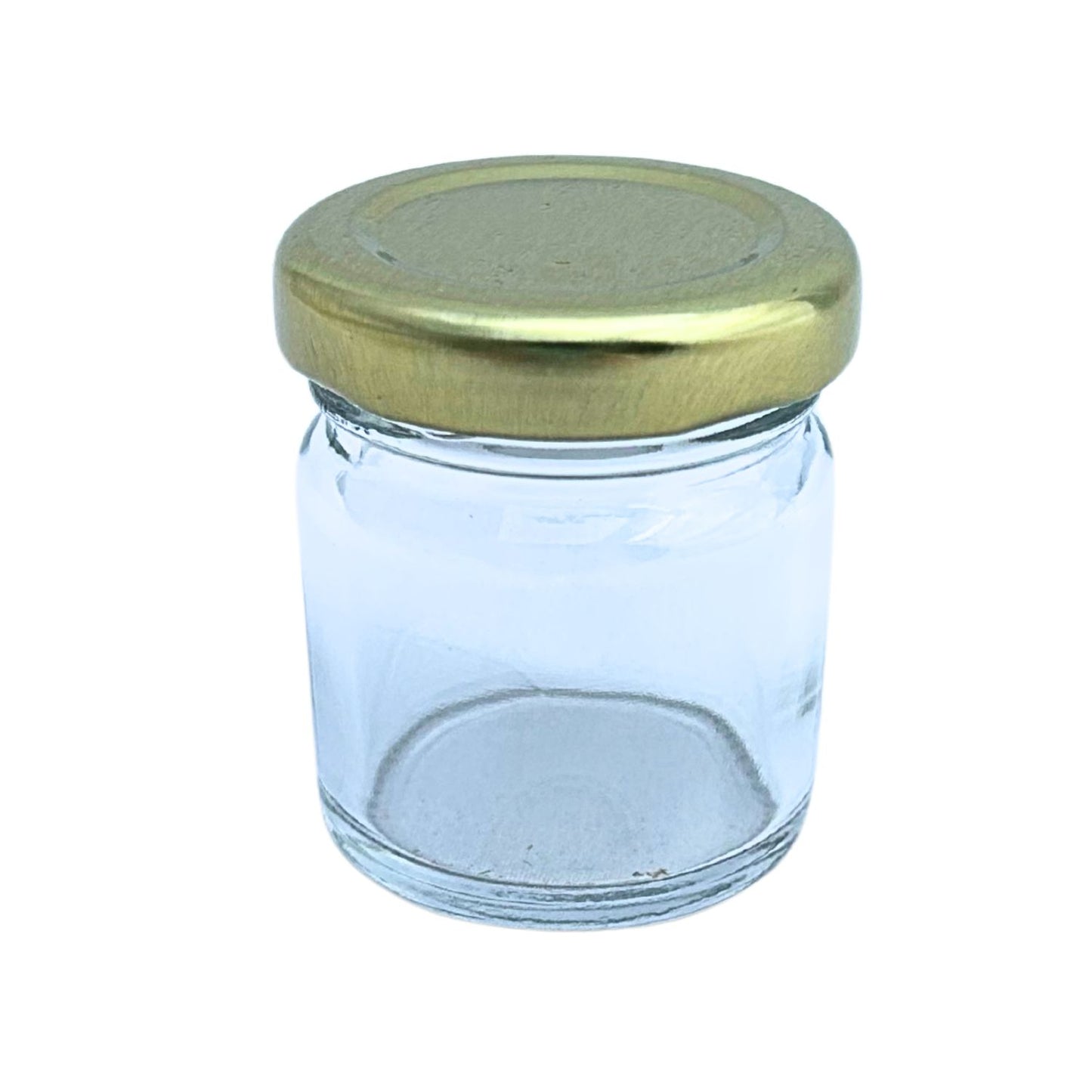 Bramley & Sage 1.5oz 42ml Miniature Round Glass Jars with Gold Lids