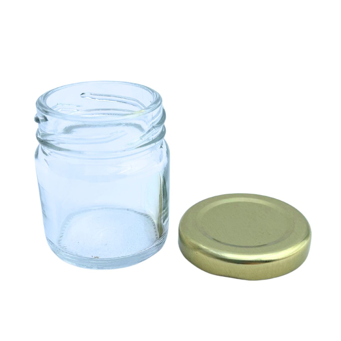 Bramley & Sage 1.5oz 42ml Miniature Round Glass Jars with Gold Lids
