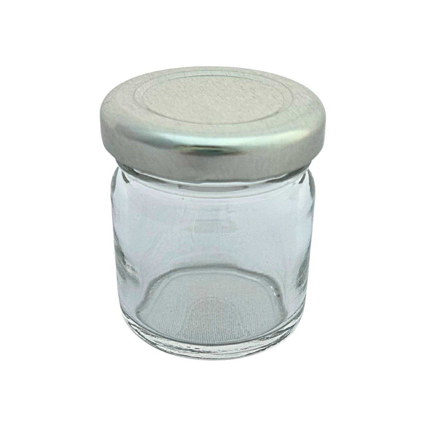 Bramley & Sage 1.5oz 42ml Miniature Round Glass Jars with Silver Twist-Off Lids – Select Quantity