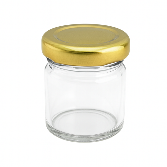 Bramley & Sage 1.5oz 42ml Miniature Round Glass Jars with Gold Lids