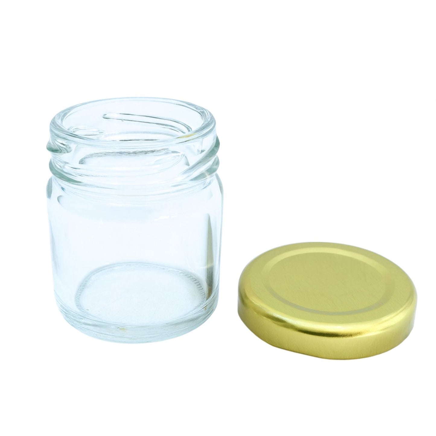 Bramley & Sage 1.5oz 42ml Miniature Round Glass Jars with Gold Lids