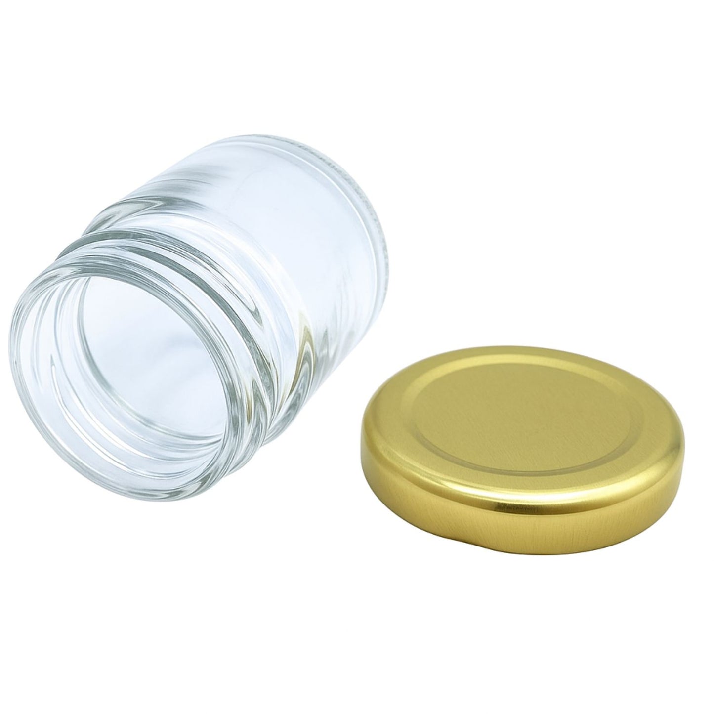 Bramley & Sage 1.5oz 42ml Miniature Round Glass Jars with Gold Lids