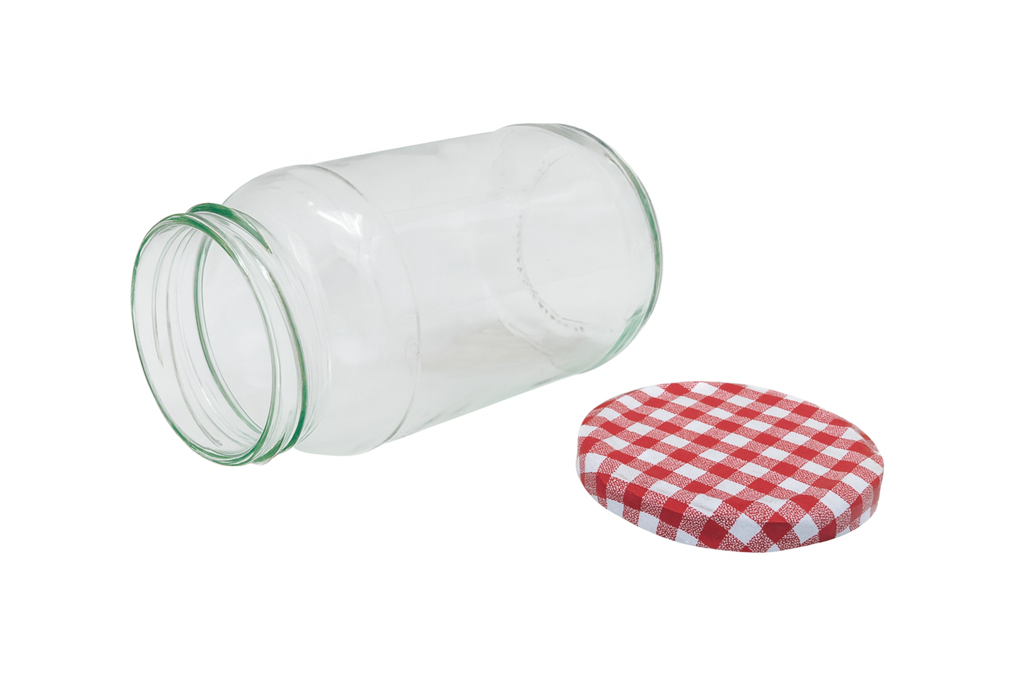 Bramley & Sage 1lb 375ml Round Glass Jars with Red Gingham Lids