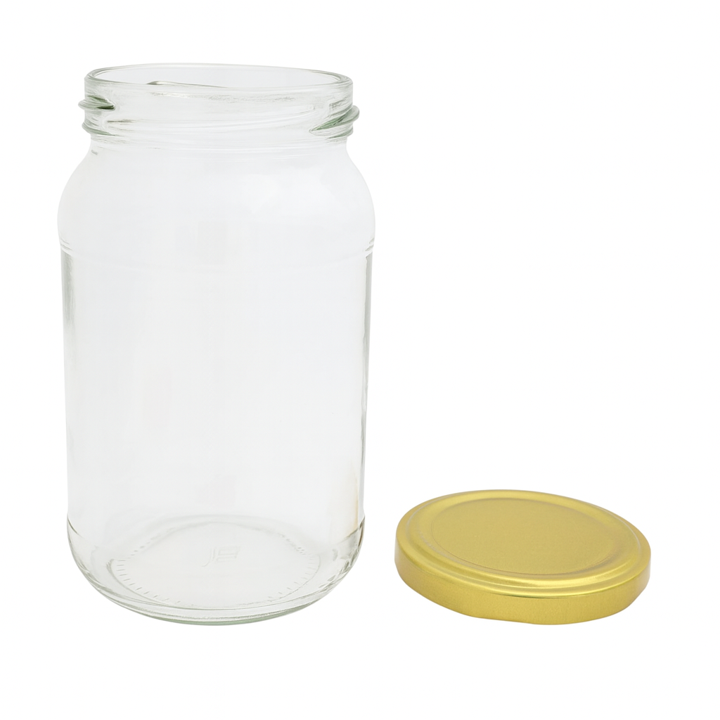 Bramley & Sage 1lb 375ml Round Glass Jars with Gold Twist-Off Lids – Select Quantity