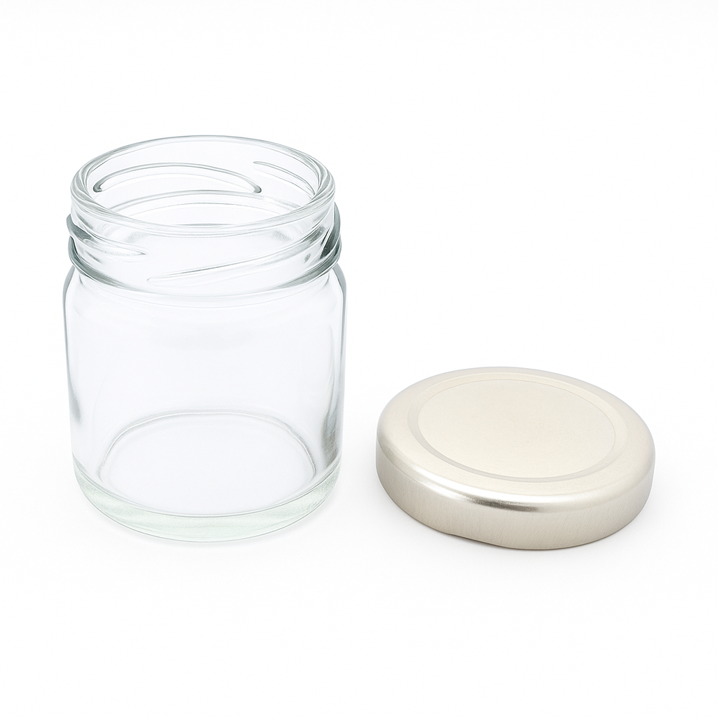 Bramley & Sage 1.5oz 42ml Miniature Round Glass Jars with Silver Twist-Off Lids – Select Quantity
