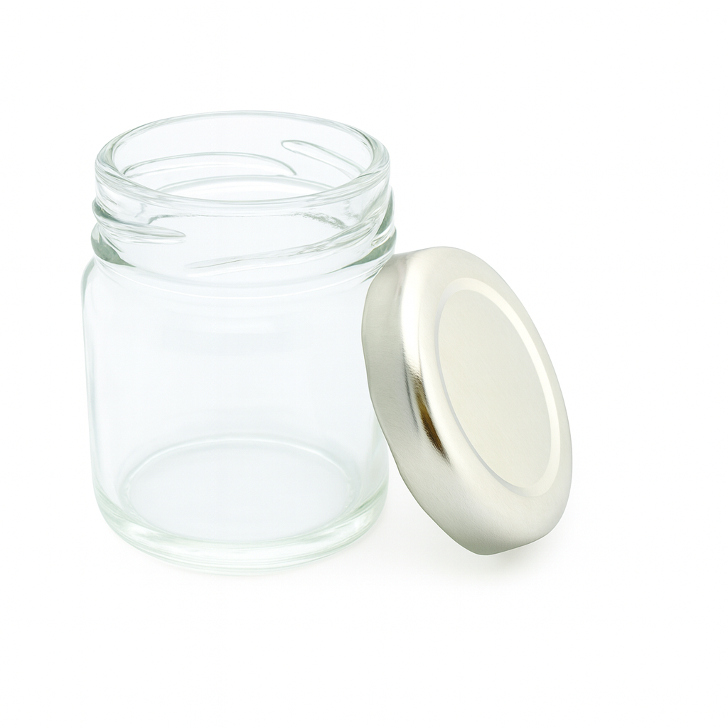 Bramley & Sage 1.5oz 42ml Miniature Round Glass Jars with Silver Twist-Off Lids – Select Quantity