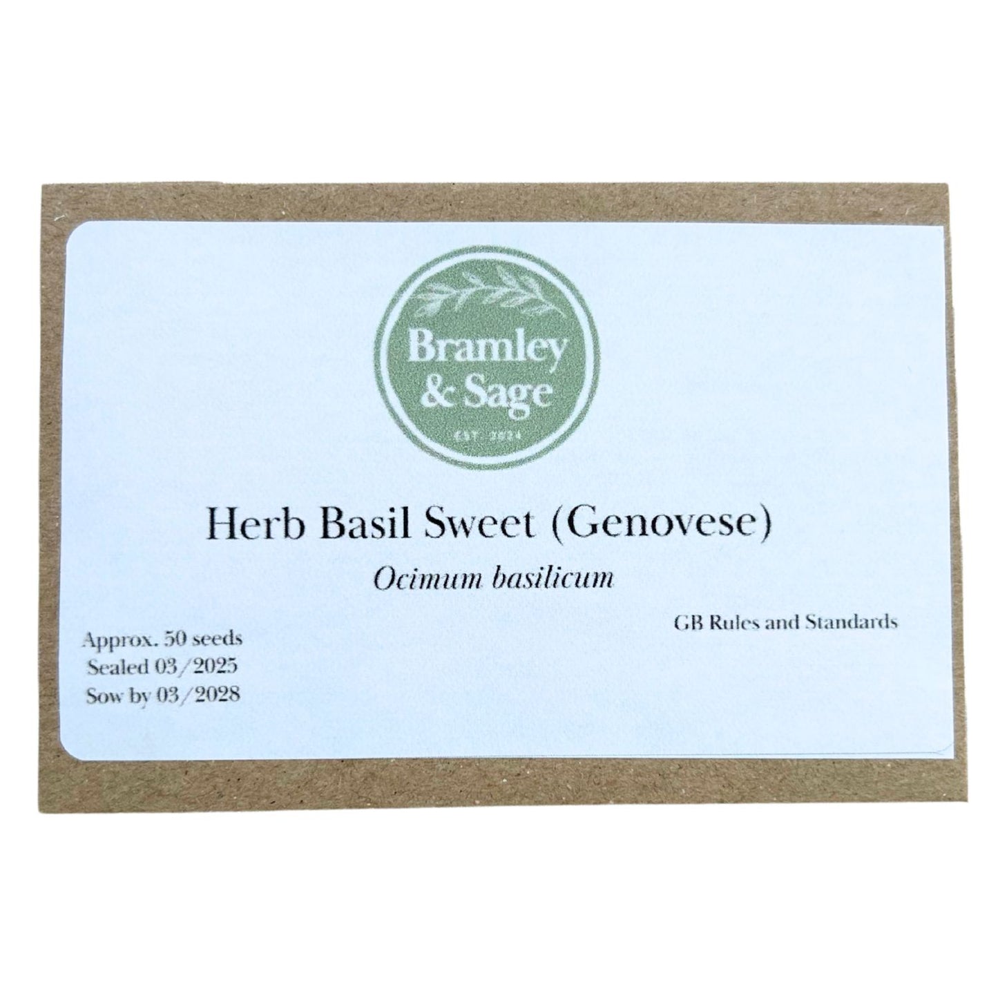 Bramley & Sage Sweet Genovese Basil Seeds – approx. 50 seeds pp.