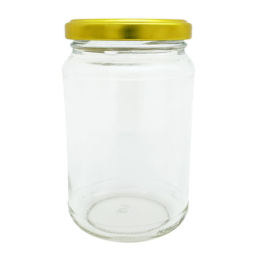 Bramley & Sage 1lb 375ml Round Glass Jars with Gold Twist-Off Lids – Select Quantity