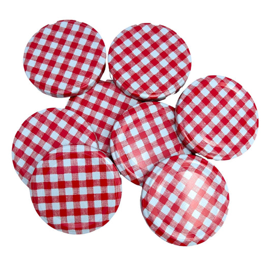 Bramley & Sage 63mm Red Gingham Jam Jar Lids