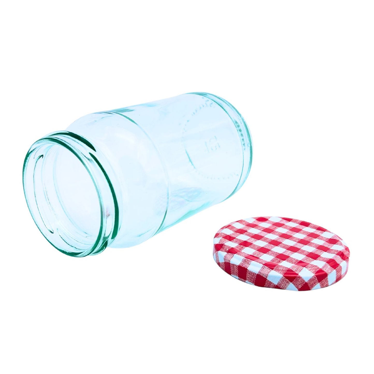Bramley & Sage 1lb 375ml Round Glass Jars with Red Gingham Lids