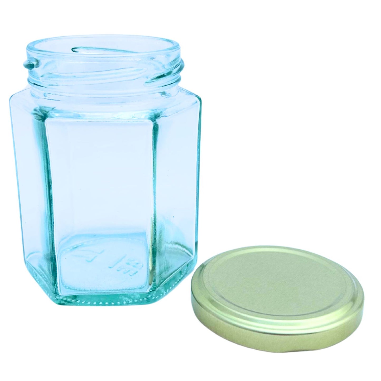 Bramley & Sage 8oz 190ml Hexagonal Glass Jars with Gold Lids