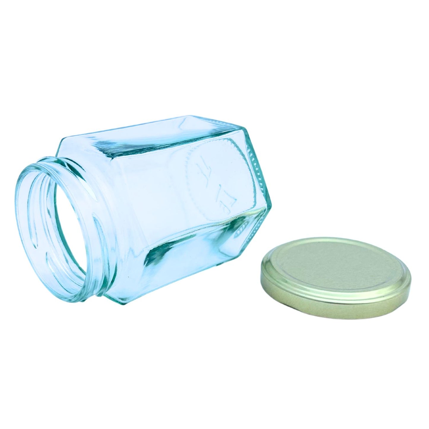 Bramley & Sage 8oz 190ml Hexagonal Glass Jars with Gold Lids