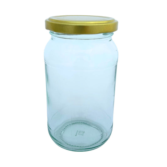 Bramley & Sage 1lb 375ml Round Glass Jars with Gold Twist-Off Lids – Select Quantity